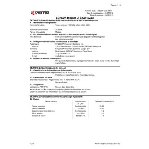 Toner TK-855K Kyocera-Mita nero  1T02H70EU0